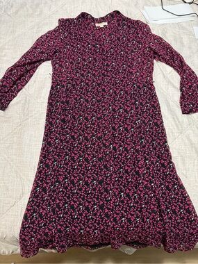 MICHAEL Michael Kors Black Dress with Pink Floral Print - Long Sleeve